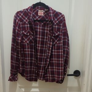 Levis Women's Plaid Button-Down Shirt - Red and Blue